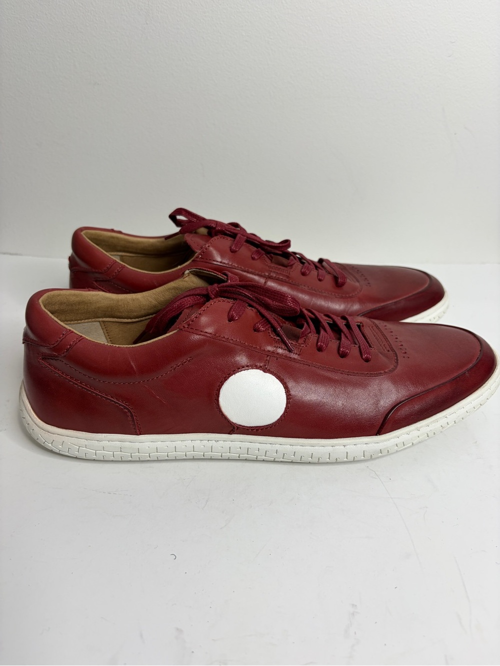 Piloti Avenue Driving Shoes Mens US 13 Red Leather Sneakers Modern Racing Comfy
